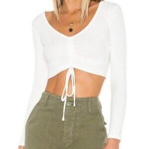Lovers and Friends Cinched Tie Front Crop Top